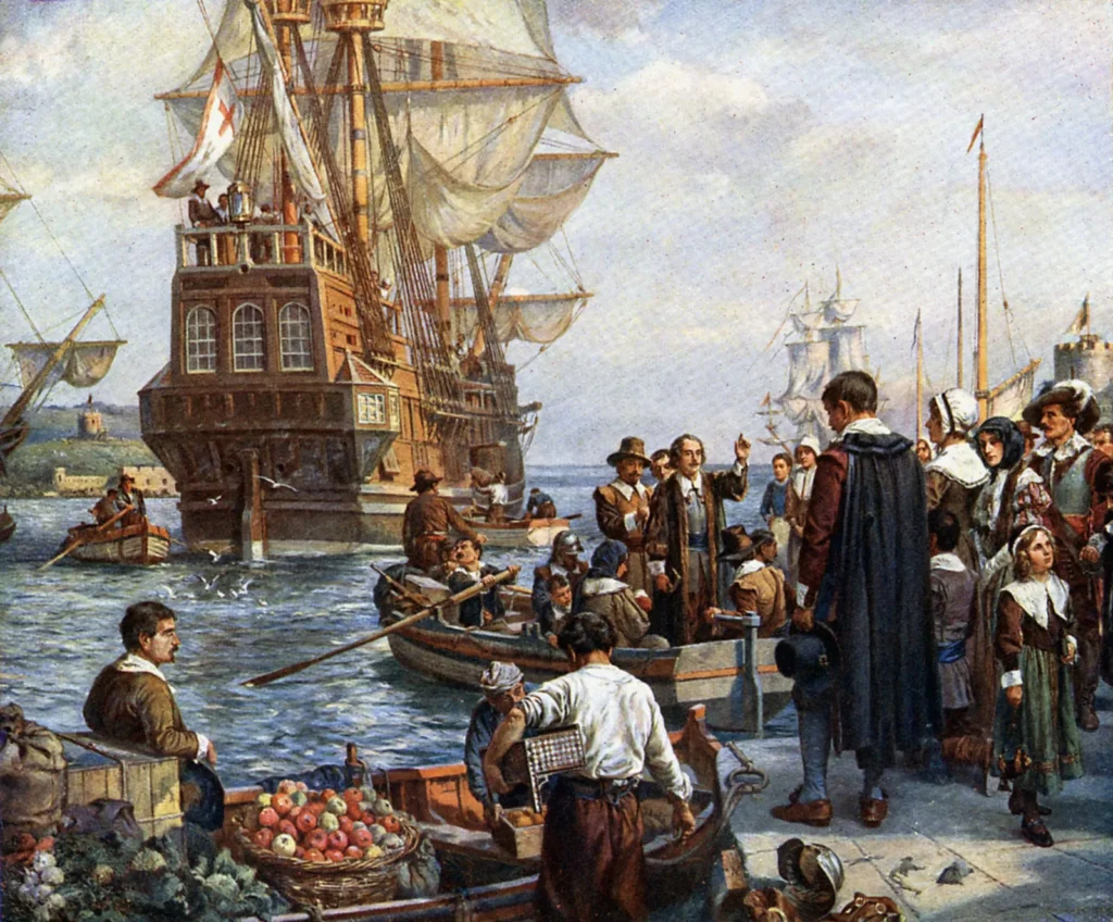 Pilgrim-Fathers-painting-Mayflower